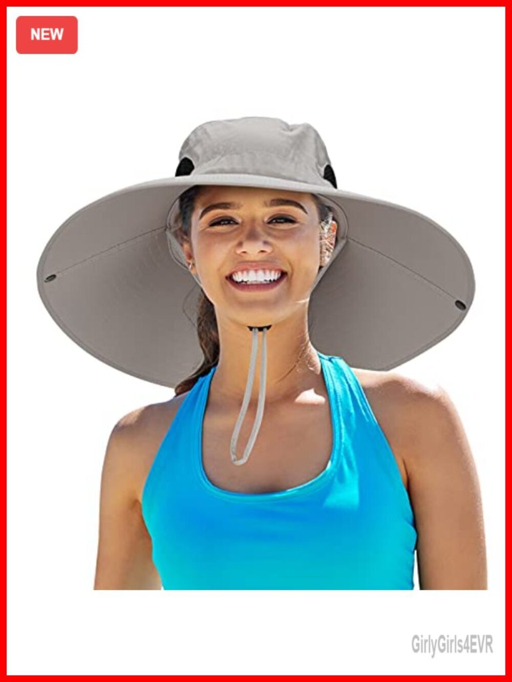 UPF50+ Waterproof Bucket Hat Super Wide Brim Adjustable Chin Strap